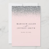Blush roze en Silver Glitter Wedding Invitation Aankondiging (Achterkant)