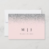 Blush roze en Silver Glitter Wedding RSVP Kaart (Achterkant)