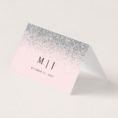 Blush roze en Silver Glitter Weduwgoedkaart Kaart (Achterkant)