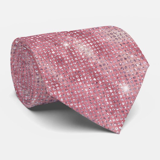 Blush roze en Silver Sparkles Stropdas (Opgerold)