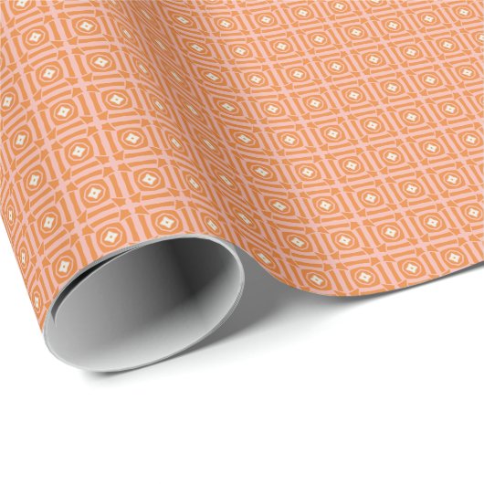 Blush roze en Sinaasappel Flared Square Wrapping P Cadeaupapier (Rol Hoek)