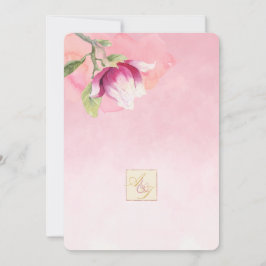 Blush Roze en Stoffig Blauw Magnolia Bruiloft2 Kaart