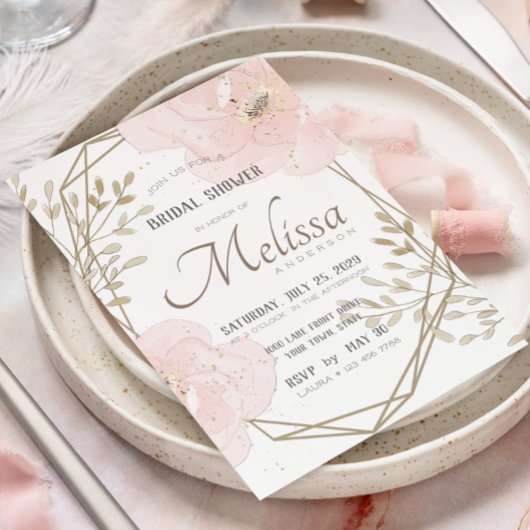 Blush roze en Taupe Romantic Floral Vrijgezellenfe Kaart