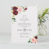 Blush roze en uitnodiging voor een brute bruiloft (Staand voorkant)