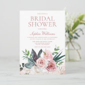 Blush Roze en usty Roos Floral Vrijgezellenfeest Kaart (Staand voorkant)