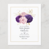 Blush Roze en Violet Bloemen Bruiloft Flyer (Voorkant)