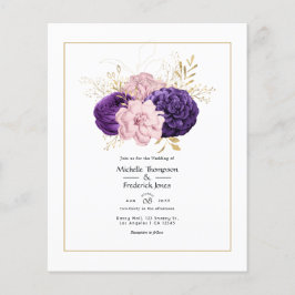 Blush Roze en Violet Bloemen Bruiloft Flyer