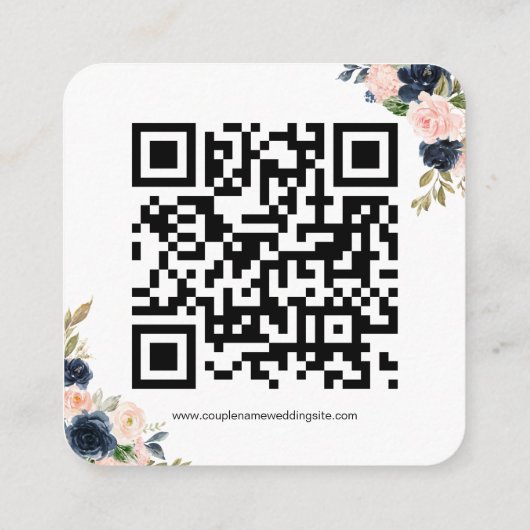 Blush roze en vlinderbloemige QR Code Weddenschap  Informatiekaartje (Achterkant)
