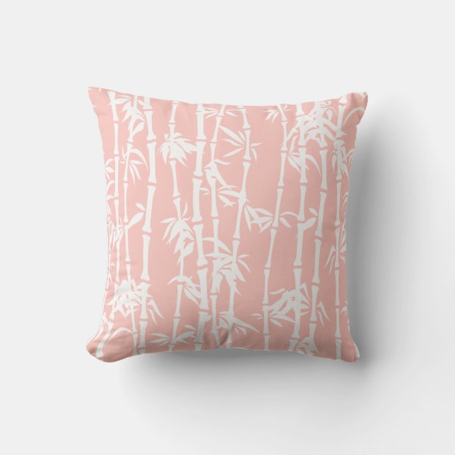 Blush roze en white bamboe douane kussen (Voorkant)