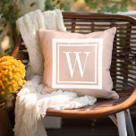 Blush roze en White Classic Square Monogram Buitenkussen<br><div class="desc">Ontwerp uw eigen douane gooit kussen in om het even welke kleurencombinatie om met uw huisdecor in om het even welke ruimte perfect te coördineren! Gebruik de ontwerphulpmiddelen om de achtergrondkleur en de vierkante grenskleur te veranderen, of voeg uw eigen tekst toe om een naam, een monogram initiaal of een...</div>