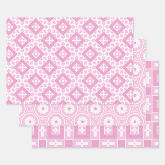 Blush roze en White Cute Girly geometrische patron Inpakpapier Vel (Set)