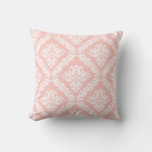 Blush roze en white damask patroon werpen kussen