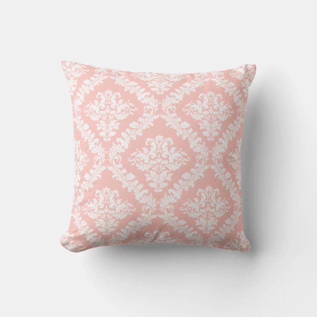 Blush roze en white damask patroon werpen kussen (Voorkant)