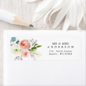 Blush Roze en White Floral Return Address Label (Insitu)