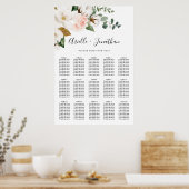 Blush roze en White Floral Wedding Seating Chart Poster (Keuken)