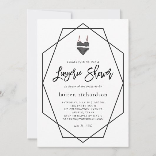 Blush roze en White Geometric | Lingerie Shower Kaart (Voorkant)