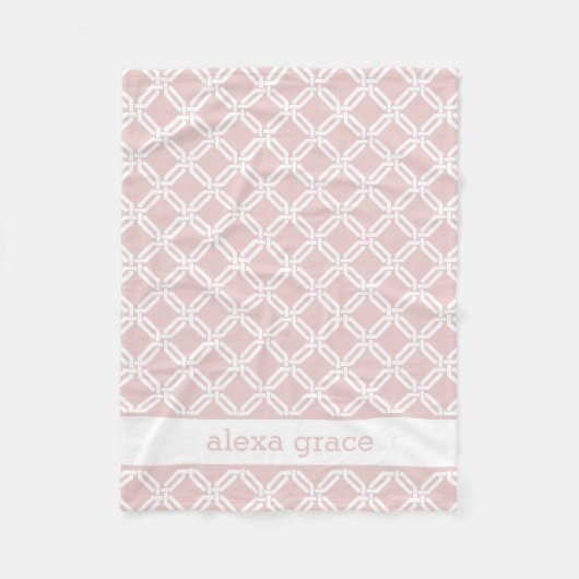 Blush roze en White Geometric Personalized Baby Fleece Deken (Voorkant)
