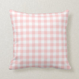 Blush roze en White Gingham Pattern Kussen