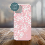 Blush roze en White Line Drawing Floral Pattern Case-Mate iPhone 14 Hoesje<br><div class="desc">Een moderne illustratie met grote bloemen en bladeren. Ik tekende deze patronen met de hand, dus het heeft een grillige stijl. De punten zijn gemakkelijker aan te passen wanneer u al tekst eerst vervangt. Als je kunst nog moet worden aangepast, klik je op Deze knop aanpassen. Dit zal u naar...</div>