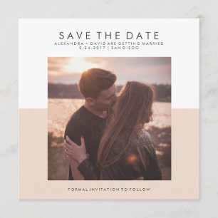 Blush Roze en White Minimal Save the Date   Foto