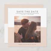 Blush Roze en White Minimal Save the Date | Foto (Voorkant / Achterkant)