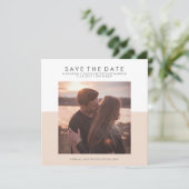 Blush Roze en White Minimal Save the Date | Foto (Staand voorkant)