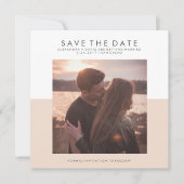 Blush Roze en White Minimal Save the Date | Foto (Voorkant)