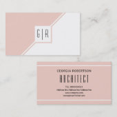 Blush roze en white monogram modern geometrisch visitekaartje (Voorkant / Achterkant)