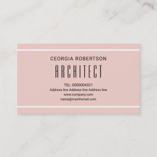 Blush roze en white monogram modern geometrisch visitekaartje (Achterkant)