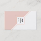 Blush roze en white monogram modern geometrisch visitekaartje (Voorkant)