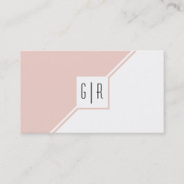 Blush roze en white monogram modern geometrisch visitekaartje
