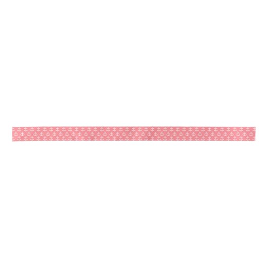 Blush roze en White Nautical Anchor Pattern Satijnen Lint (Voorkant)