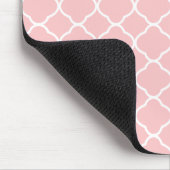 Blush roze en White Quatrefoil Pattern Mousepad Muismat (Hoek)