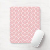 Blush roze en White Quatrefoil Pattern Mousepad Muismat (Met muis)