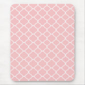 Blush roze en White Quatrefoil Pattern Mousepad Muismat (Voorkant)