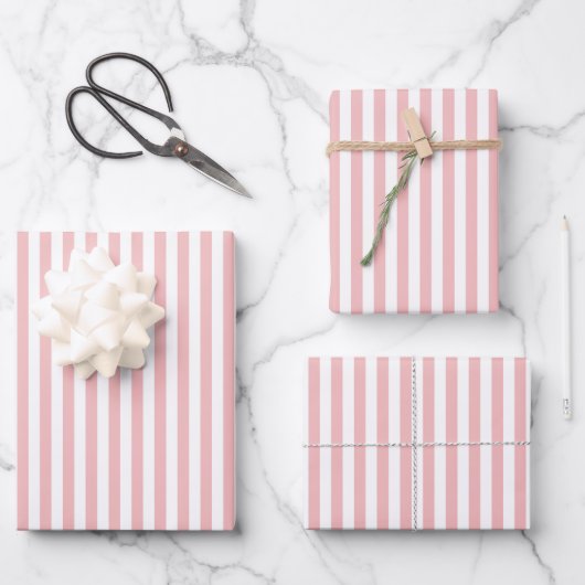 Blush Roze en White Striped Vrijgezellenfeest Inpakpapier Vel (Voorkant)