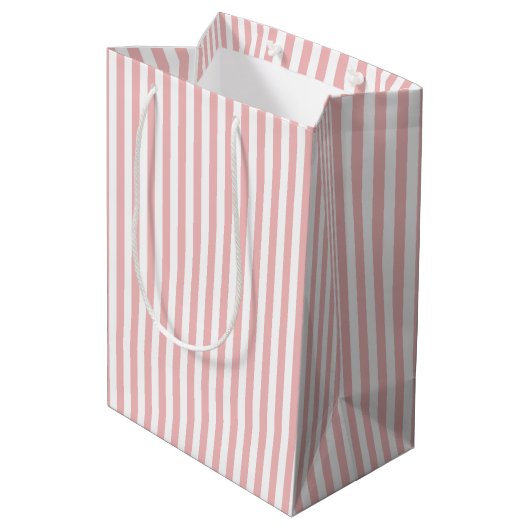 Blush Roze en White Striped Vrijgezellenfeest Medium Cadeauzakje (Achterkant Gekanteld)