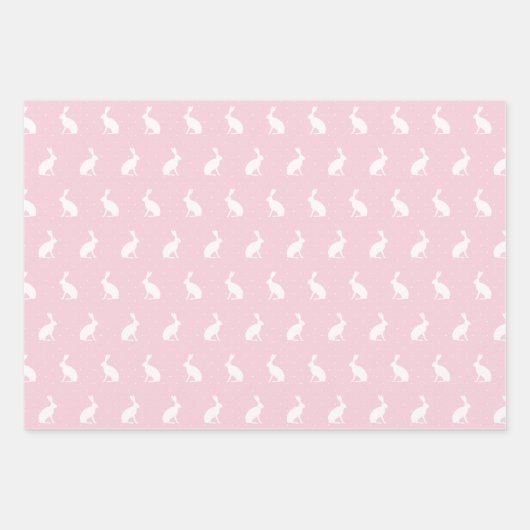 Blush roze en White Upright Rabbits Pattern. Inpakpapier Vel (Voorkant 2)