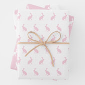 Blush roze en White Upright Rabbits Pattern. Inpakpapier Vel (In situ)