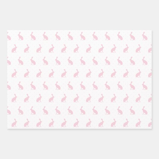 Blush roze en White Upright Rabbits Pattern. Inpakpapier Vel (Voorkant)