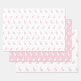Blush roze en White Upright Rabbits Pattern. Inpakpapier Vel