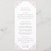 Blush roze en wit blad tekening monogram bruiloft menu (Achterkant)