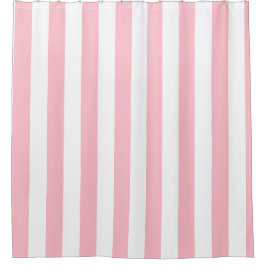 Blush Roze en Wit Eenvoudig Gestreept Douchegordijn