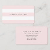 Blush Roze en Wit Eenvoudige Strepen Patroon Visitekaartje (Voorkant / Achterkant)