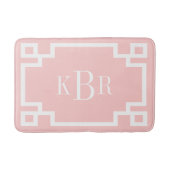 Blush Roze en Wit Grieks Key Custom Monogram Badmat (Voorkant)
