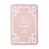 Blush Roze en Wit Grieks Key Custom Monogram Badmat (Voorkant Verticaal)
