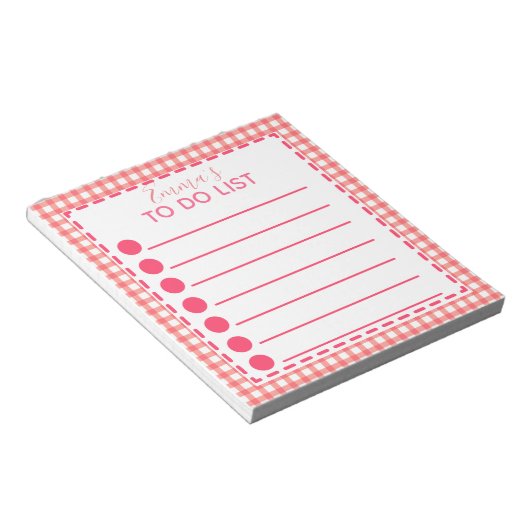 Blush roze en wit speldenpatroon om lijstnaam te d notitieblok (Schuin)