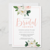 Blush Roze en Wit Vrouwelijk Bloemen Vrijgezellenf Kaart (Voorkant)