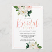 Blush Roze en Wit Vrouwelijk Bloemen Vrijgezellenf Kaart (Voorkant / Achterkant)