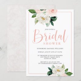 Blush Roze en Wit Vrouwelijk Bloemen Vrijgezellenf Kaart